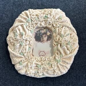 1989 Fancy Frames by United Design Floral Lace Resin Picture Frame